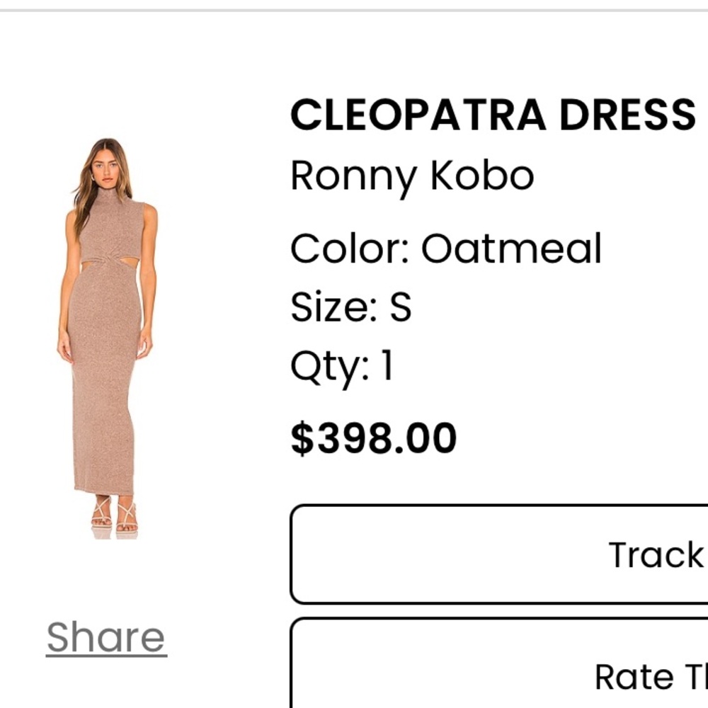Ronny Kobo Cleopatra Dress in Oatmeal NEW never worn